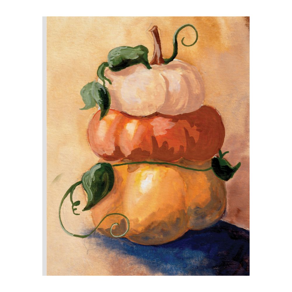 Whimsical Stacked Pumpkins Painting