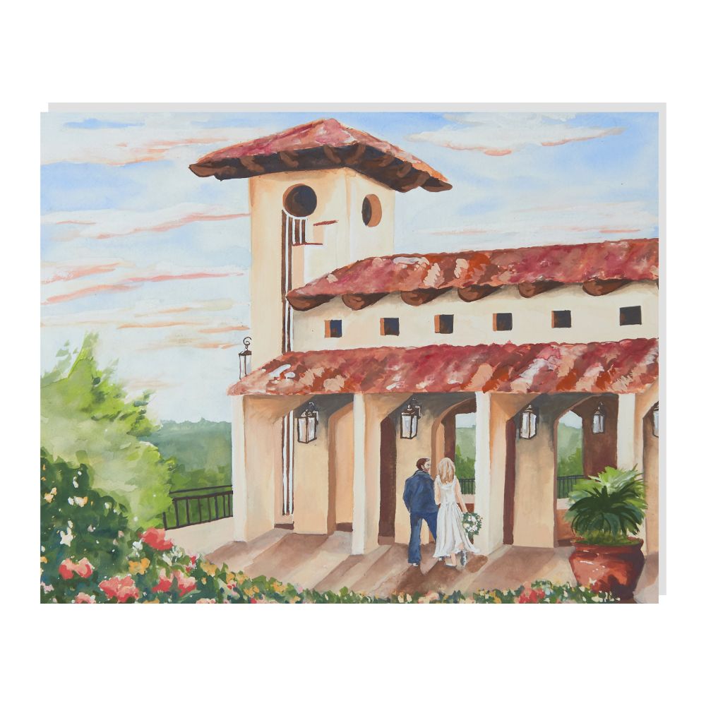 Chapel Dulcinea Wedding Painting – Romantic Texas Hill Country Art Print