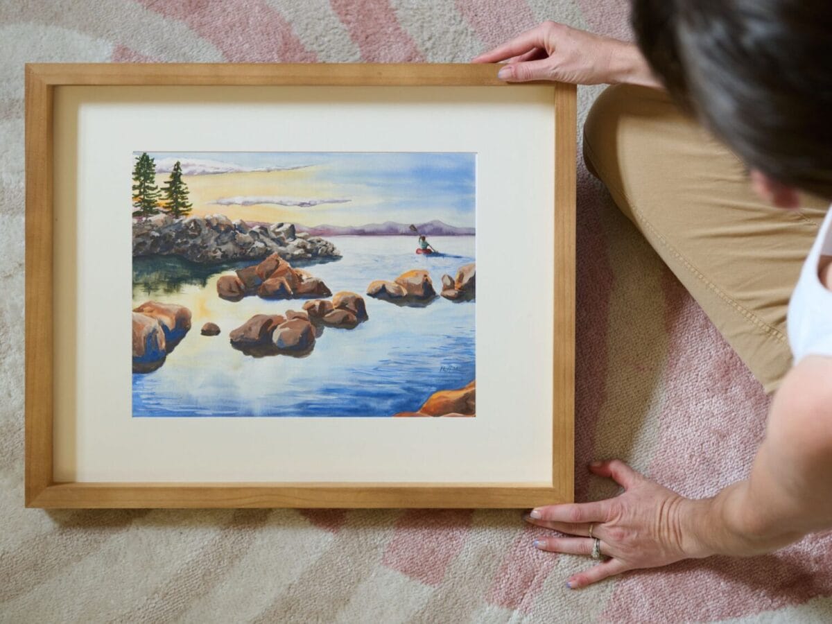 Lake Tahoe at sunrise kayaking Painting